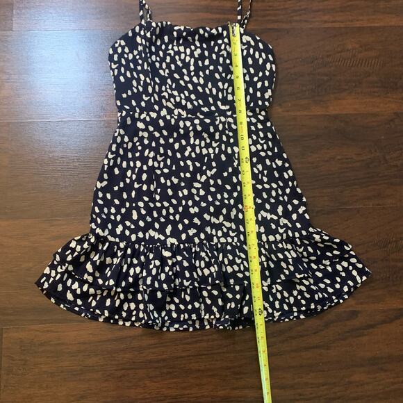 Polly navy blue & cream dotted mini dress size 2 - Picture 9 of 11